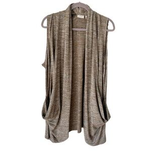 LOGO Lori Goldstein Vest Women's XL Green Draped Sweater Cardigan Pockets